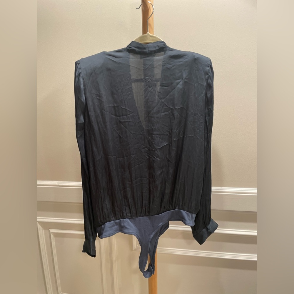 NWT Cbrand Always Classic Shoulder Pad Bodysuit Dark Grey Size Large - Picture 11 of 13